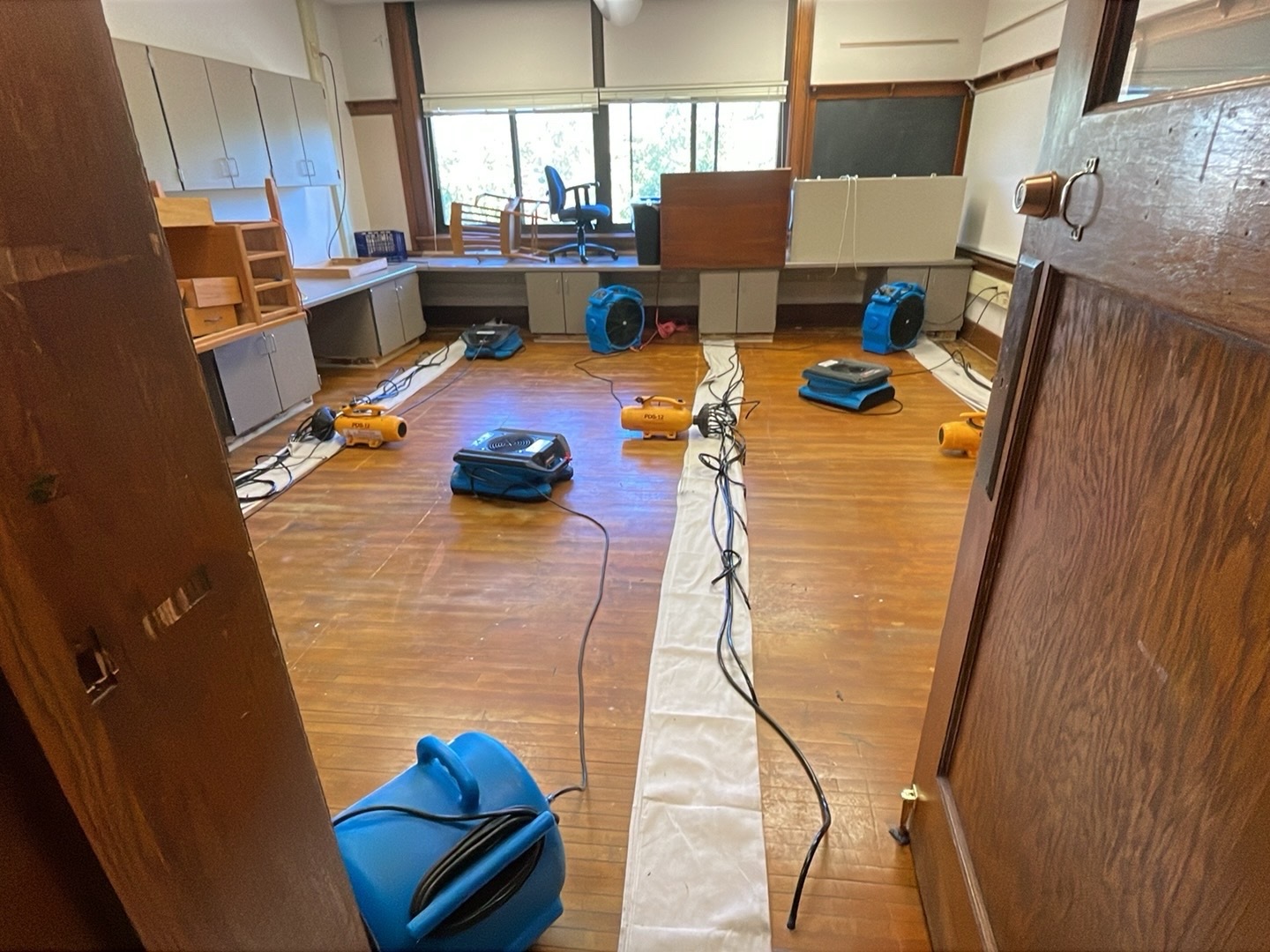 Classroom hardwood drying